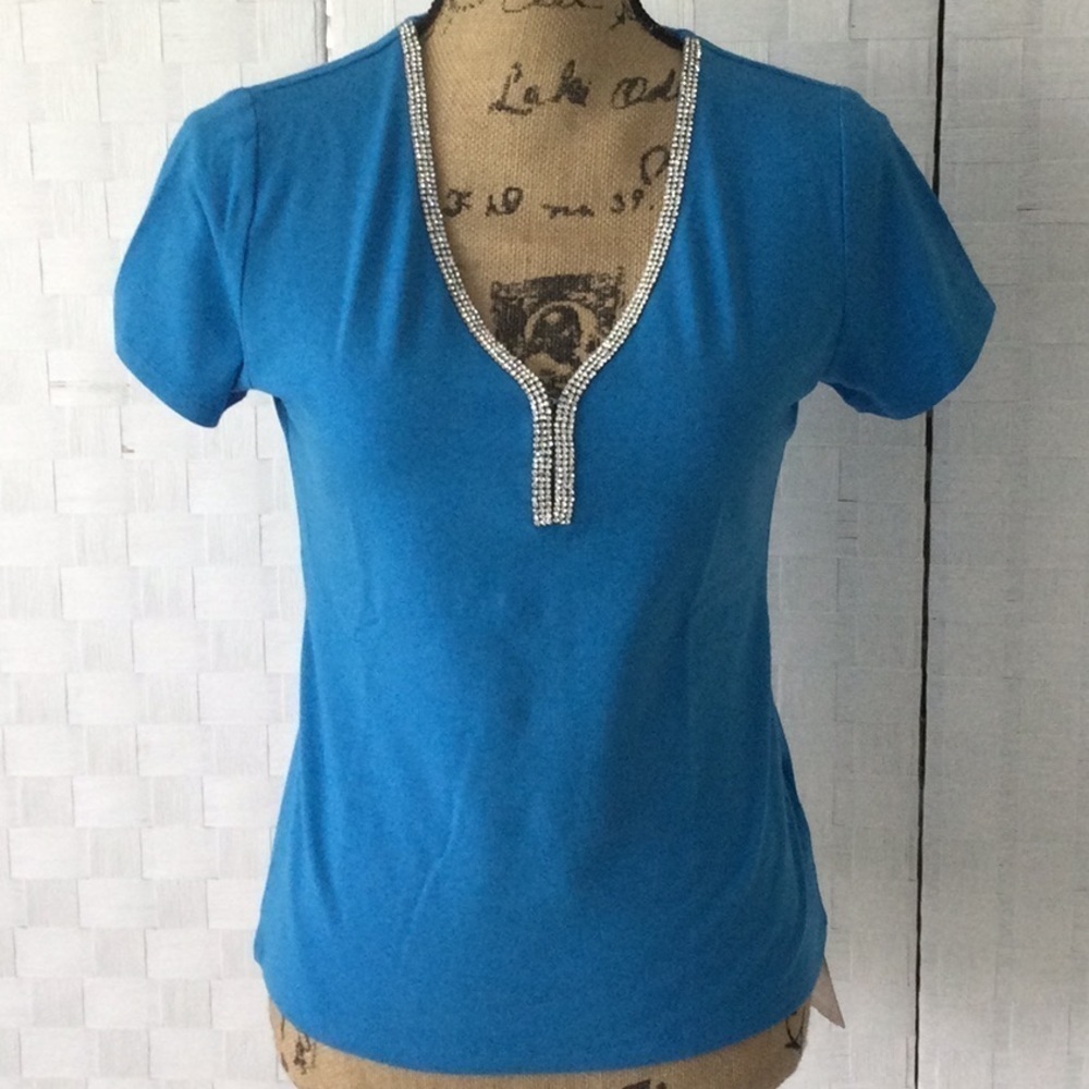 Soft Surrounding Women’s Top Rhinestone front of neckline Sz XS    #329